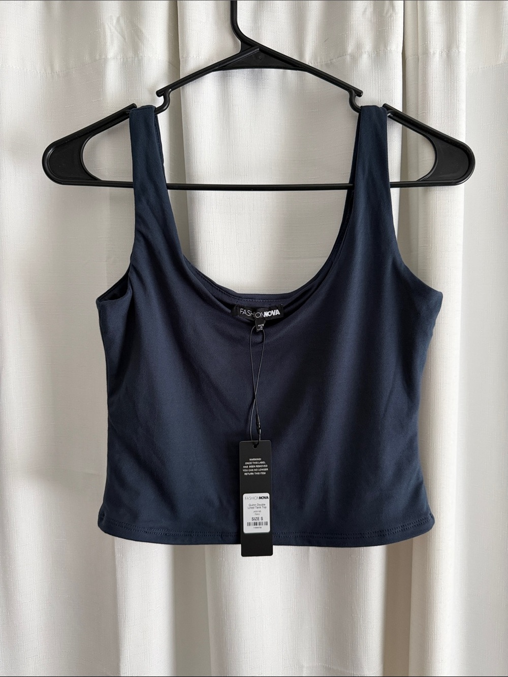 Fashion Nova Navy Scoop Neck Crop Tank